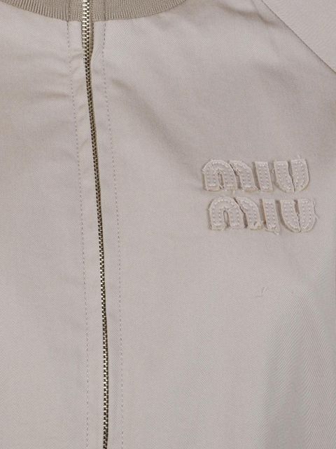 Miu Miu logo-embellishment bomber jacket - Neutrals