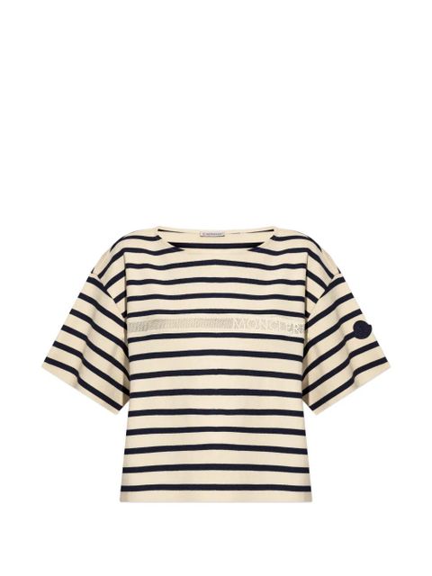 Moncler striped logo-print T-shirt - Neutrals - zdjęcie produktu nr 1