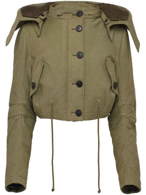 Prada button-up cropped hooded jacket - Green - zdjęcie produktu nr 1