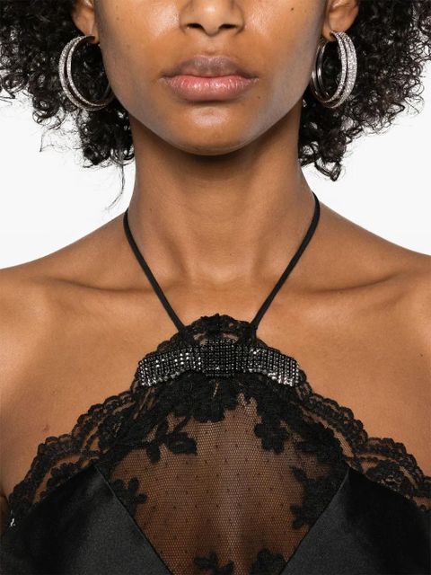 Self-Portrait lace-detailed mini dress - Black