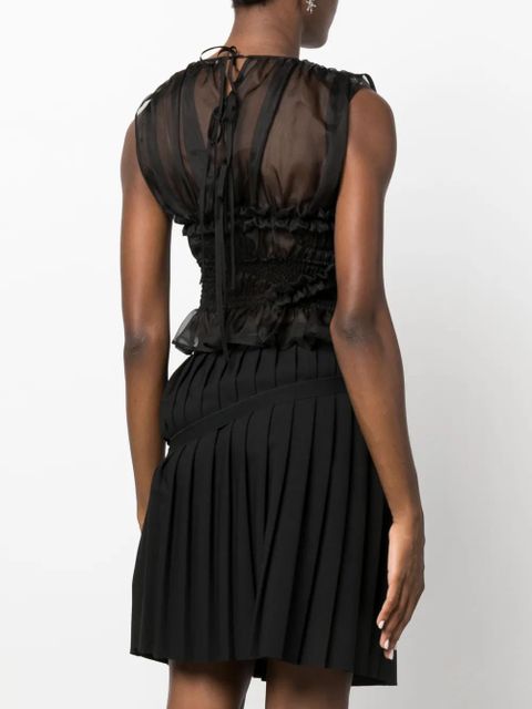 Cecilie Bahnsen ruched sleeveless silk top - Black