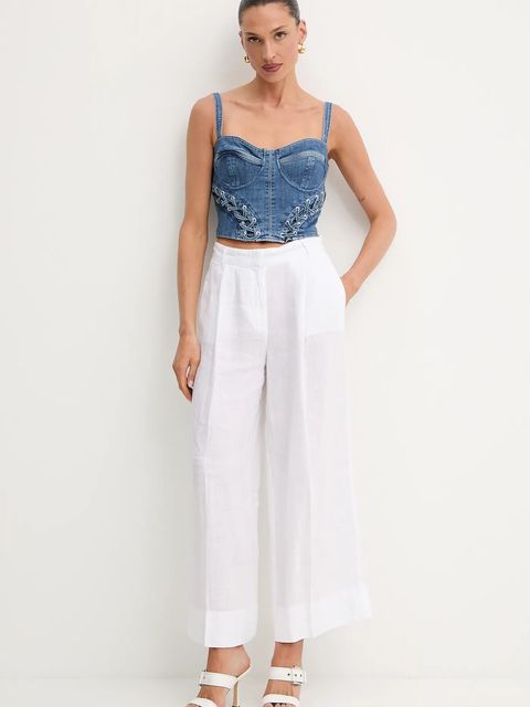 Guess top jeansowy MARSY kolor niebieski gładka W5GH86 D4H7C - zdjęcie produktu nr 2