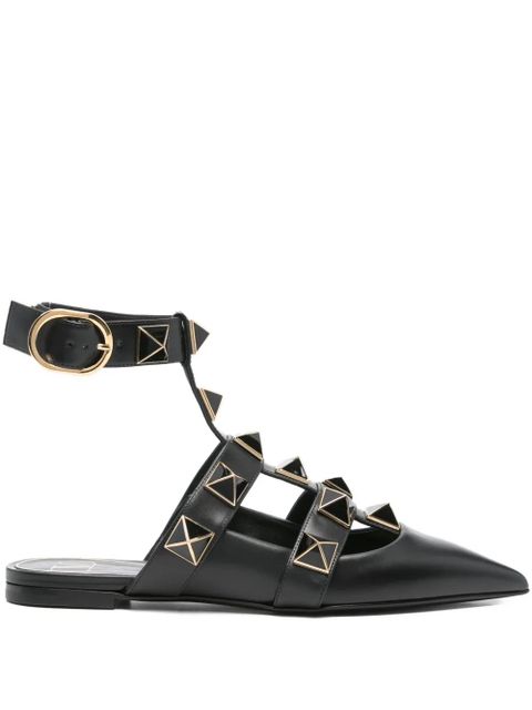 Valentino Garavani Roman Stud pointed-toe ballerina flats - Black - zdjęcie produktu nr 1