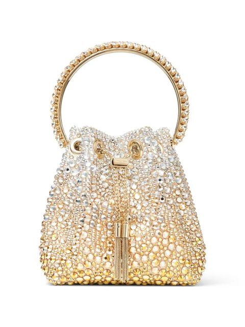 Jimmy Choo Bon Bon crystal-embellished bucket bag - Gold - zdjęcie produktu nr 1