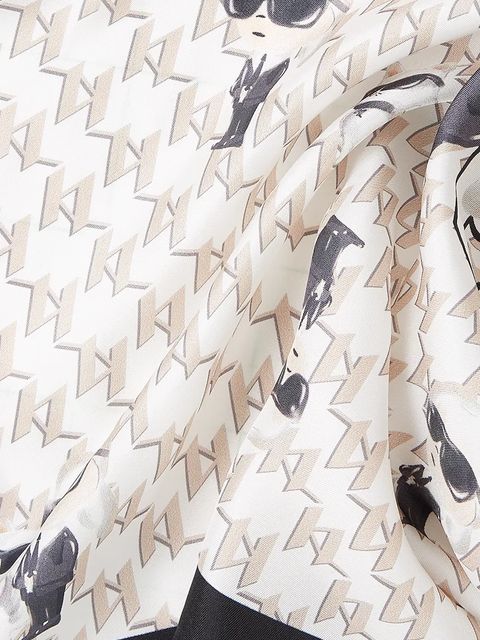 Karl Lagerfeld apaszka jedwabna IKON damska kolor biały wzorzysta A3W33066 - zdjęcie produktu nr 2