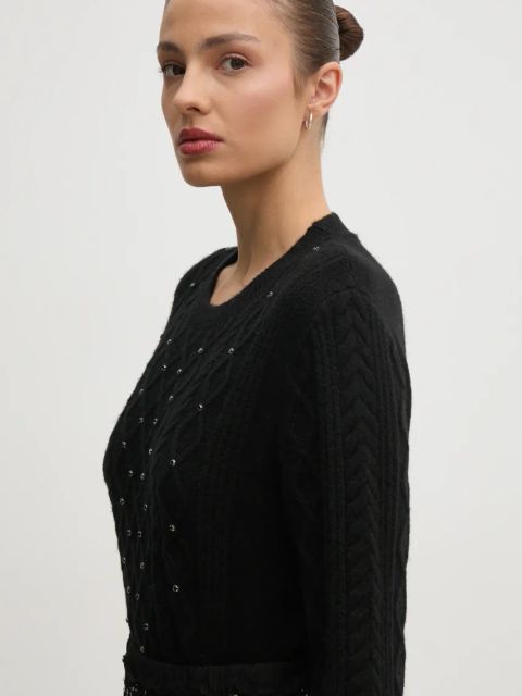 United Colors of Benetton sweter z domieszką wełny damski kolor czarny 1QCSD10CC