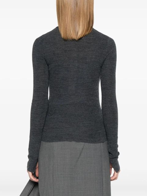 GANNI knitted polo top - Grey