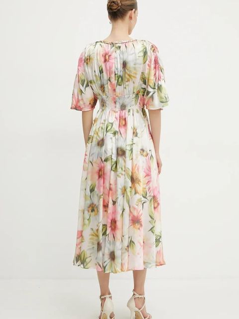 Guess sukienka LUCIE kolor różowy midi rozkloszowana W5PK1Z WHHF0