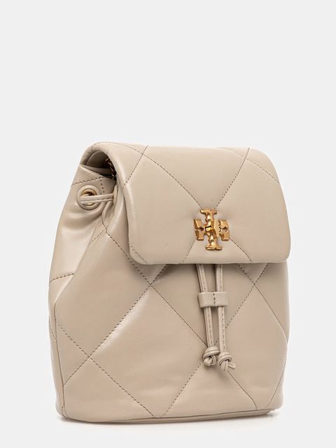 Tory Burch plecak skórzany Kira Diamond damski kolor beżowy mały gładki 170485-250