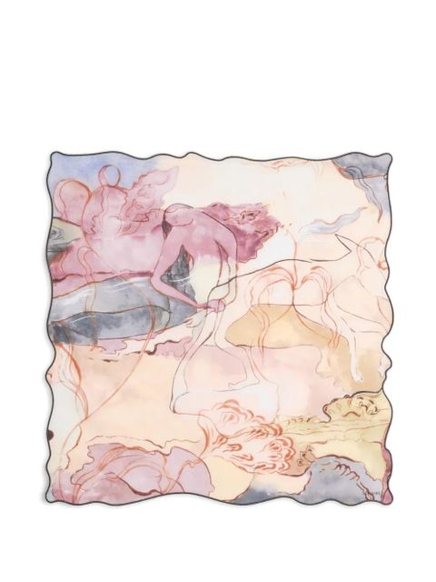LEMAIRE watercolour-print square scarf - Neutrals - zdjęcie produktu nr 1