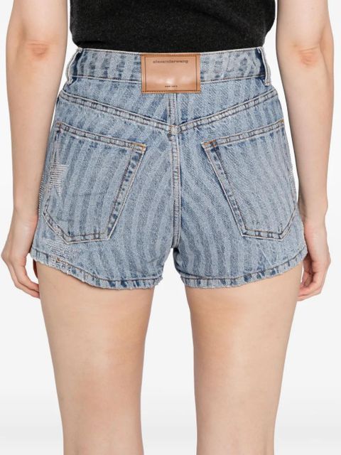 Alexander Wang star-embellished denim shorts - Blue