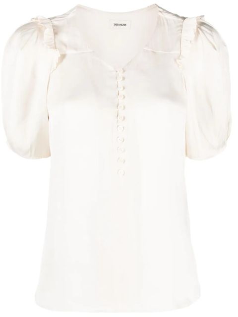 Zadig&Voltaire puff-sleeve satin top - Neutrals - zdjęcie produktu nr 1