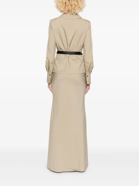 Self-Portrait zip-front layered maxi dress - Green