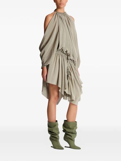 Balmain draped silk crepe mini dress - Green