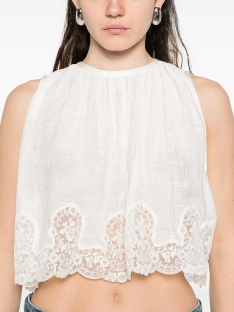 SANDRO lace-hem blouse - White