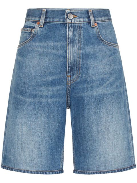Valentino Garavani high-waisted denim shorts - Blue
