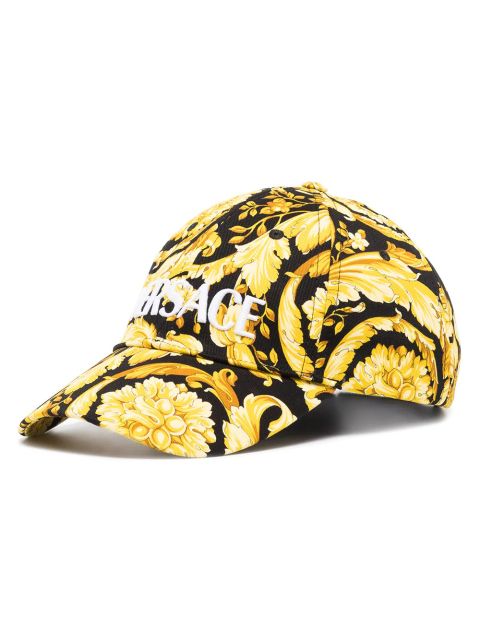 Versace Barocco pattern-print cap - Yellow