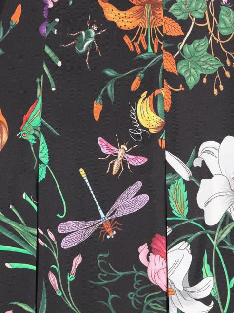 Gucci printed silk twill pleated midi skirt - Black