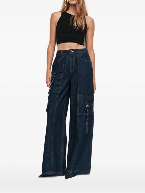 Aje Agave ribbed cropped top - Black