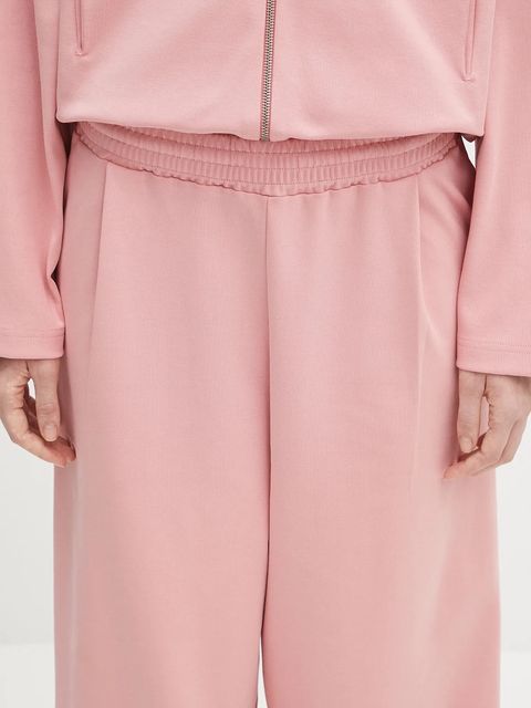 Pangaia spodnie dresowe DNA Double Jersey Pleated Trousers damskie kolor różowy z nadrukiem 10002356