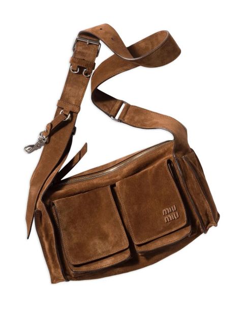 Miu Miu Utilitaire suede shoulder bag - Brown