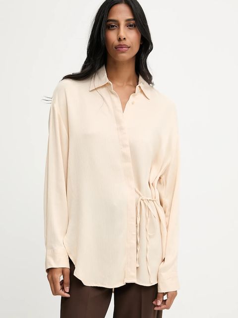 Answear.LAB koszula damska kolor beżowy relaxed z kołnierzykiem klasycznym