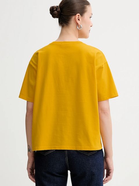American Vintage t-shirt bawełniany damski kolor żółty FIZ02A