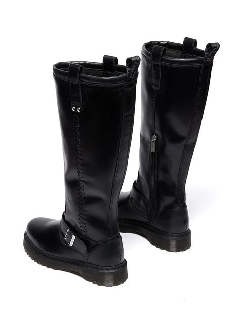 Dr. Martens kozaki skórzane Anistone damskie kolor czarny na płaskim obcasie DM42669001