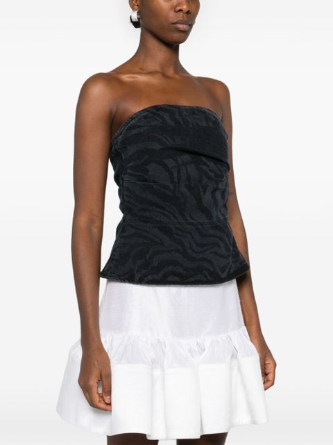 ROTATE BIRGER CHRISTENSEN zebra-print denim top - Black