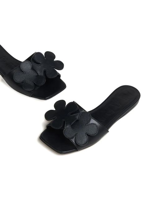 Marni floral-appliqué slide sandals - Black