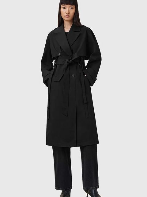 AllSaints trencz bawełniany CADENCE kolor czarny W004OD - zdjęcie produktu nr 1