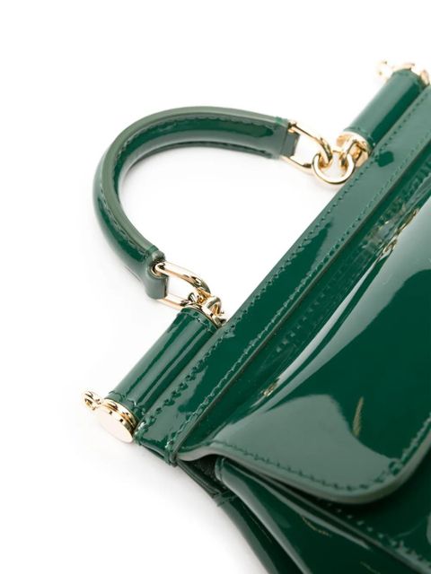 Dolce & Gabbana small Sicily patent-leather tote bag - Green