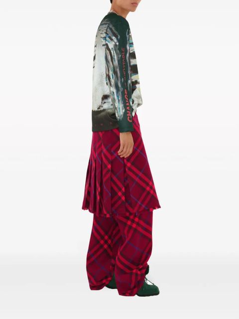 Burberry checked straight-leg wool trousers - Red
