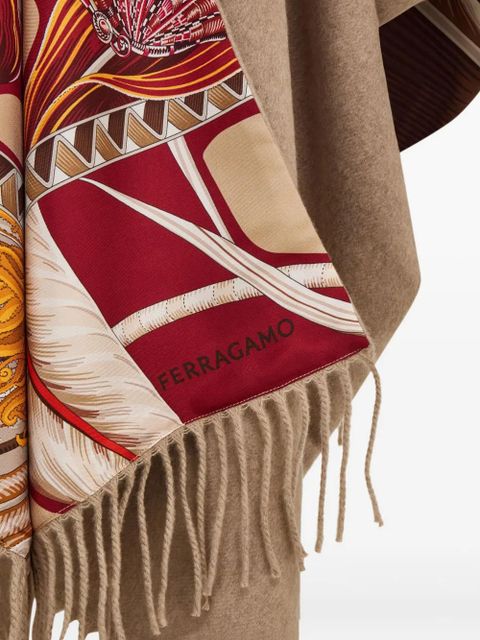 Ferragamo fringed reversible cape - Neutrals
