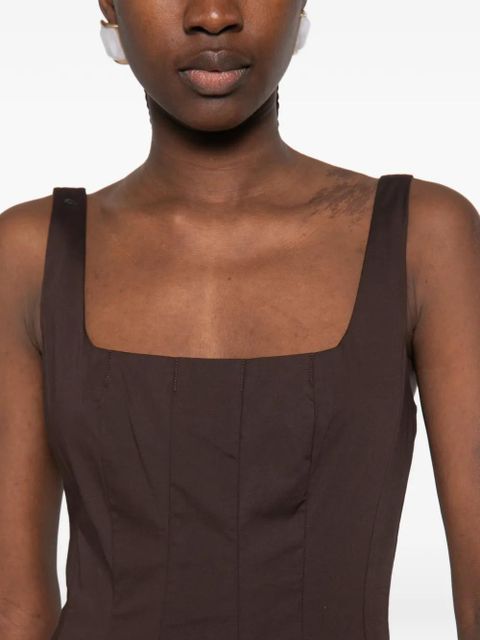 STAUD Wells square-neck midi dress - Brown