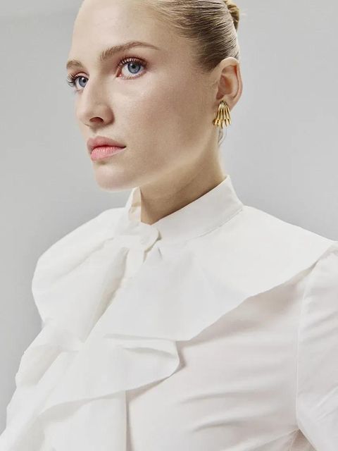 Answear.LAB koszula bawełniana damska kolor biały regular ze stójką