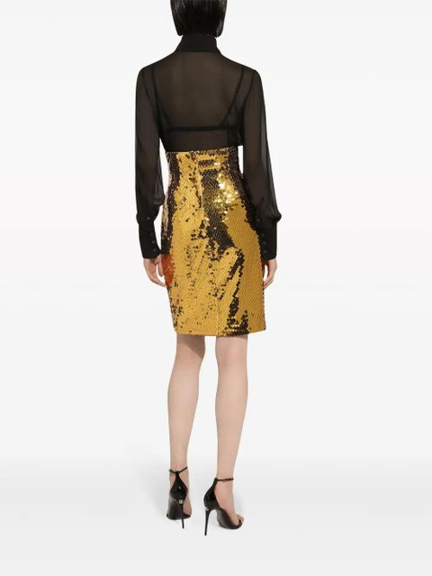 Dolce & Gabbana sequin-embellished high-waisted skirt - Yellow
