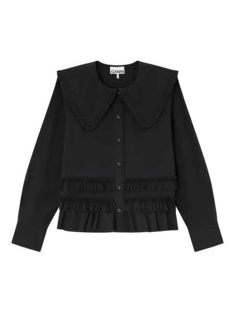 GANNI ruffled top - Black - zdjęcie produktu nr 1