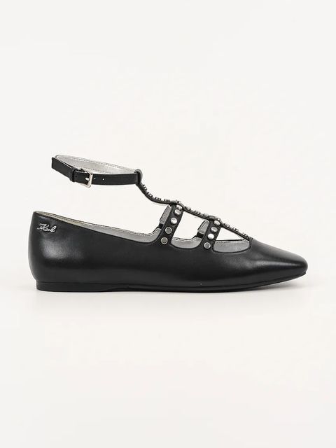 Karl Lagerfeld baleriny skórzane KONNIE kolor czarny KL40189 - zdjęcie produktu nr 1