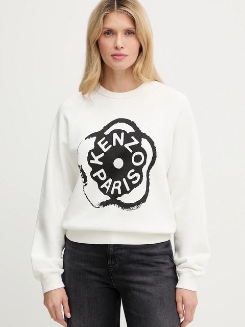 Kenzo bluza bawełniana damska kolor biały z nadrukiem FG52SW2054MJ - zdjęcie produktu nr 1