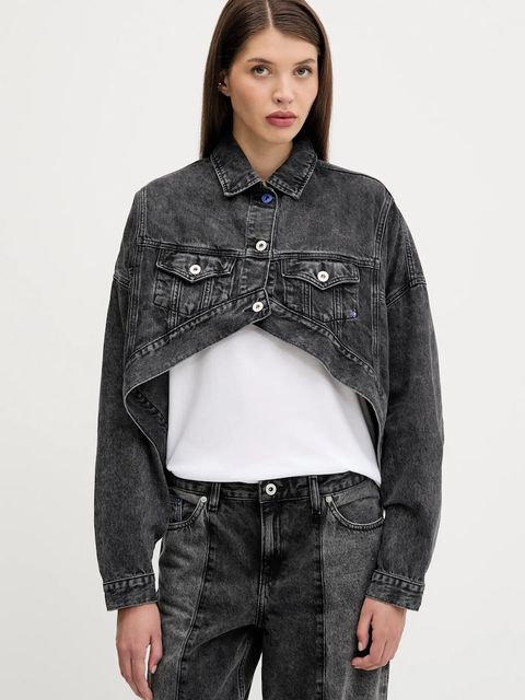 Karl Lagerfeld Jeans kurtka jeansowa bawełniana kolor czarny przejściowa oversize A3W14060 - zdjęcie produktu nr 1