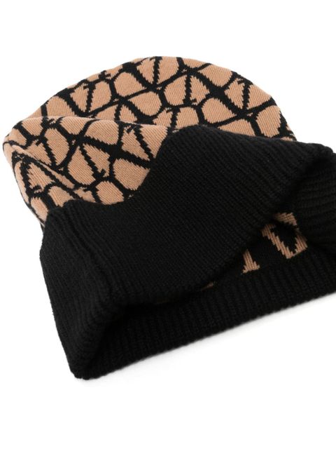 Valentino Garavani Toile Iconographe cashmere beanie - Neutrals - zdjęcie produktu nr 2