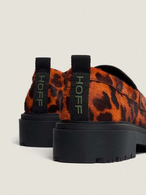 Hoff mokasyny skórzane LEOPARD NARANJA damskie kolor pomarańczowy na płaskim obcasie 22428001 SCHOOL