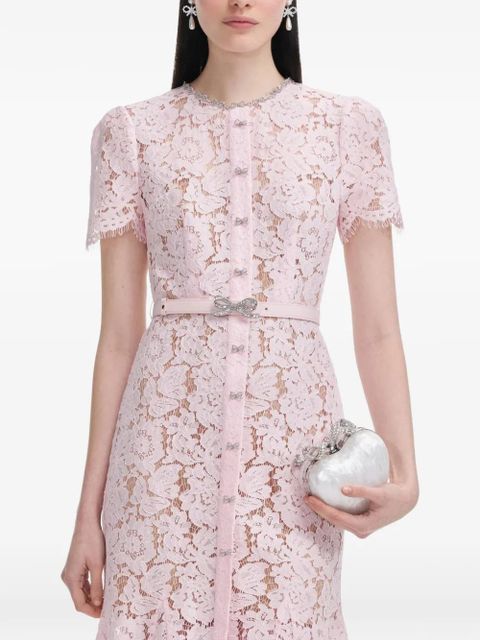 Self-Portrait lace bow-embellished midi dress - Pink - zdjęcie produktu nr 1