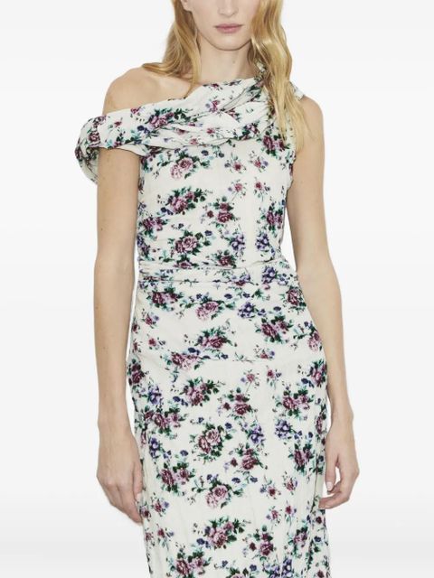 Tory Burch floral-print velvet midi dress - Neutrals