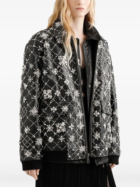 Dolce & Gabbana embellished quilted leather coat - Black