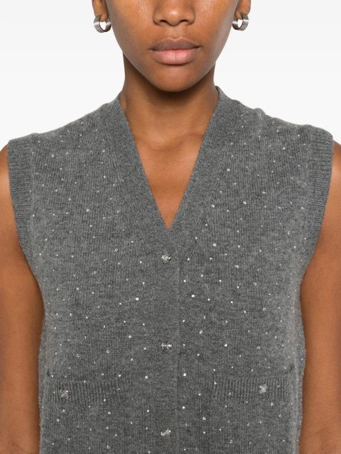 Maje Button Embellished Polo Top - Grey