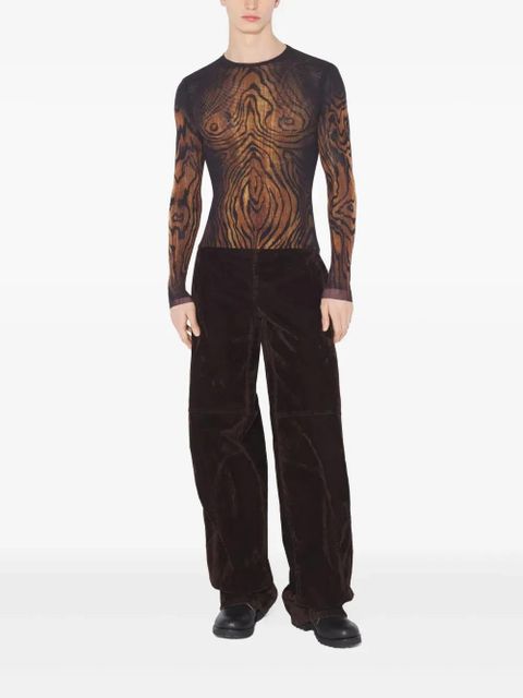 Jean Paul Gaultier wood-print mesh top - Black - zdjęcie produktu nr 2