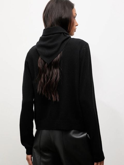 Answear.LAB kardigan z wełny merino z apaszką damski kolor czarny lekki - zdjęcie produktu nr 2