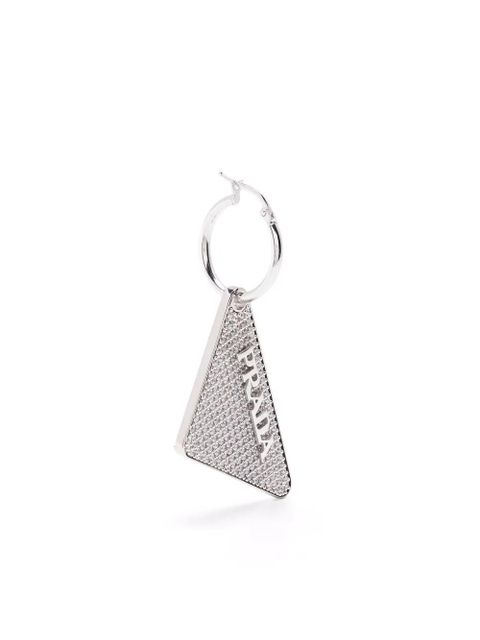 Prada triangle logo plaque earring - Silver - zdjęcie produktu nr 1